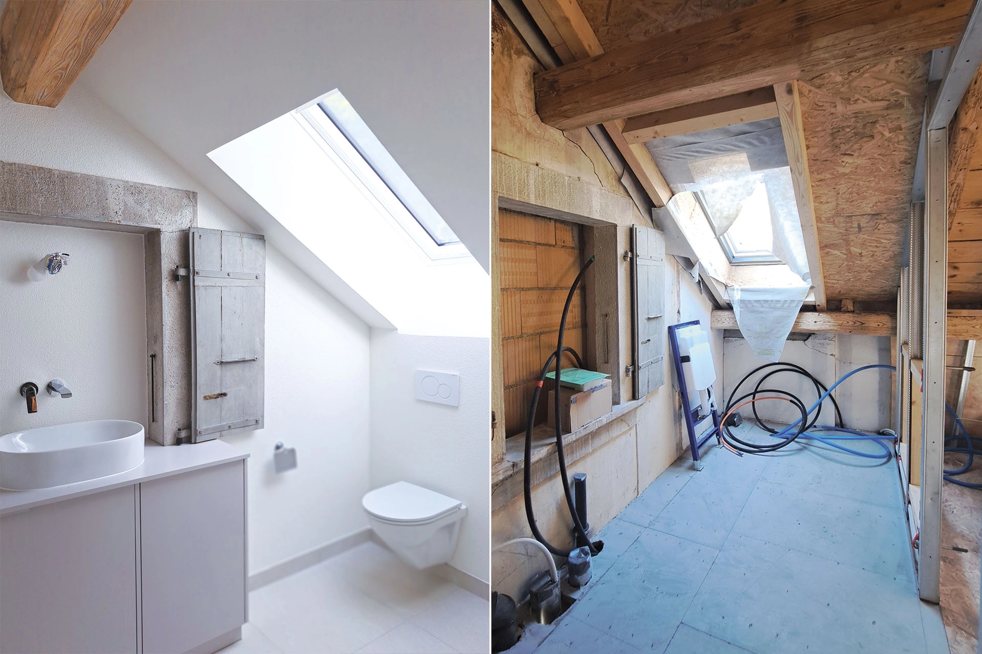 Lave-mains et toilette avant-après travaux
